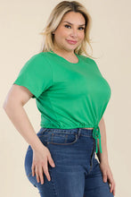 Load image into Gallery viewer, Plus Size Tie Front Drawstring Short Sleeve Crop Top