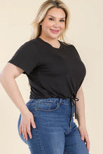 Load image into Gallery viewer, Plus Size Tie Front Drawstring Short Sleeve Crop Top