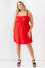 Load image into Gallery viewer, Plus Red Woven Ruffle Sleeveless Mini Dress