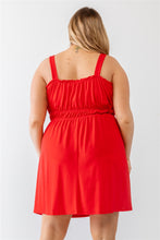 Load image into Gallery viewer, Plus Red Woven Ruffle Sleeveless Mini Dress