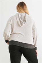 Load image into Gallery viewer, Plus Heather Grey & Charcoal Soft-to-touch One Pocket Hooded Sweater