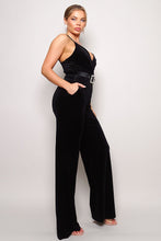 Load image into Gallery viewer, Samba Rhinestone Belt Velvet Jumpsuit