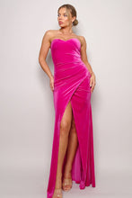 Load image into Gallery viewer, Strapless Sweetheart Maxi Velvet Dress