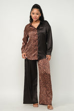Load image into Gallery viewer, Half Animal Print And Half Solid Top And Pants Set