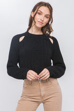 Load image into Gallery viewer, Knit Pullover Sweater With Cold Shoulder Detail