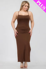Load image into Gallery viewer, Plus Size Crisscross Back Split Thigh Maxi Dress