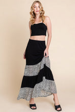 Load image into Gallery viewer, Long Tiered Contrast Fashion Skirt With Velvet Animal Print Mesh