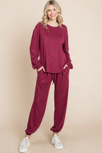 Load image into Gallery viewer, Two Tone Solid Warm And Soft Hacci Brush Loungewear Set