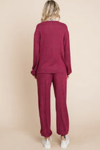 Load image into Gallery viewer, Two Tone Solid Warm And Soft Hacci Brush Loungewear Set
