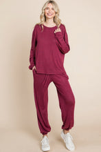 Load image into Gallery viewer, Two Tone Solid Warm And Soft Hacci Brush Loungewear Set