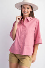 Load image into Gallery viewer, Half Slvs Stretch Poplin Button Down Shirt