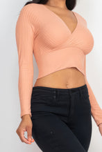 Load image into Gallery viewer, Ribbed Wrap Front Long Sleeve Top