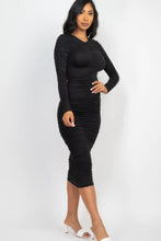 Load image into Gallery viewer, Ruched Long Sleeve Midi Dress