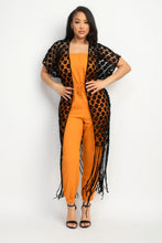 Load image into Gallery viewer, Crocheted Open-front Fringe Kimono
