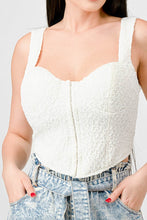 Load image into Gallery viewer, Crinkle Stretch Knit Sweetheart Hooked Bustier Cropped Top
