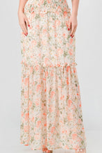 Load image into Gallery viewer, Floral Chiffon Off Shoulder Smocked Back Ruffled Tiered Maxi Dress
