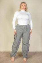 Load image into Gallery viewer, Plus Size Flap Pockets Drawstring Ruched Parachute Pants
