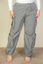 Load image into Gallery viewer, Plus Size Flap Pockets Drawstring Ruched Parachute Pants
