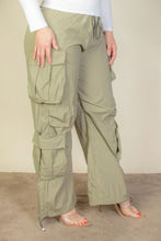 Load image into Gallery viewer, Plus Size Flap Pockets Drawstring Ruched Parachute Pants
