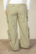 Load image into Gallery viewer, Plus Size Flap Pockets Drawstring Ruched Parachute Pants
