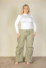 Load image into Gallery viewer, Plus Size Flap Pockets Drawstring Ruched Parachute Pants
