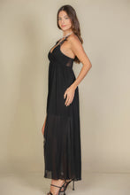 Load image into Gallery viewer, Plunge Neck Split Thigh Mesh Maxi Dress
