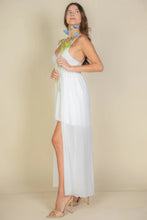 Load image into Gallery viewer, Plunge Neck Split Thigh Mesh Maxi Dress
