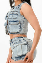 Load image into Gallery viewer, Washed Denim Two Piece Set
