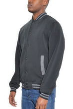 Load image into Gallery viewer, Mens Fleece Snap Button Varsity Jacket
