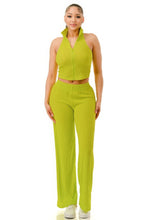 Load image into Gallery viewer, Crinkle Wide Pants Set Zipper

