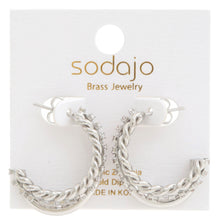 Load image into Gallery viewer, Rope Rhinestone Open Hoop Gold Dipped Earring
