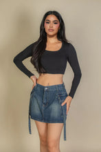 Load image into Gallery viewer, Solid Rib Knit Square Neck Long Sleeve Top
