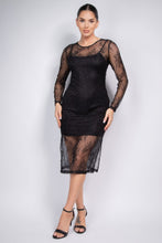 Load image into Gallery viewer, Lace Rhinestone-studded Slit Midi Dress
