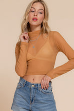 Load image into Gallery viewer, Long Sleeve Mock Neck Mesh Top
