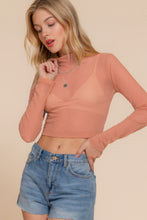 Load image into Gallery viewer, Long Sleeve Mock Neck Mesh Top
