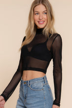 Load image into Gallery viewer, Long Sleeve Mock Neck Mesh Top
