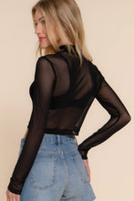 Load image into Gallery viewer, Long Sleeve Mock Neck Mesh Top
