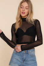 Load image into Gallery viewer, Long Sleeve Mock Neck Mesh Top

