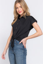 Load image into Gallery viewer, Short Slv Front Tie Stretch Ity  Top
