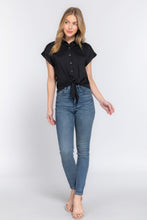 Load image into Gallery viewer, Short Slv Front Tie Stretch Ity  Top
