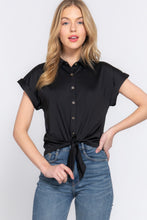 Load image into Gallery viewer, Short Slv Front Tie Stretch Ity  Top

