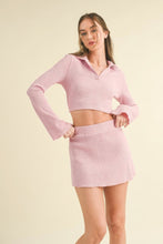 Load image into Gallery viewer, Waffle Knit Bell Sleeve Top And Skirt Set
