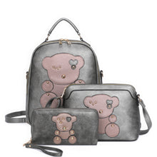 Load image into Gallery viewer, 3in1 Cute Bear Design Handle Backpack W Crossbody And Wallet Set
