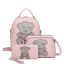 Load image into Gallery viewer, 3in1 Cute Bear Design Handle Backpack W Crossbody And Wallet Set

