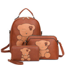 Load image into Gallery viewer, 3in1 Cute Bear Design Handle Backpack W Crossbody And Wallet Set
