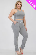Load image into Gallery viewer, Plus Size Crop Tank Top &amp; Ruched Pants Set
