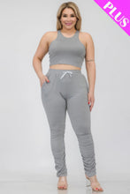 Load image into Gallery viewer, Plus Size Crop Tank Top &amp; Ruched Pants Set
