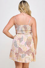 Load image into Gallery viewer, Plus Paisley Smocked Ruffle Mini Dress
