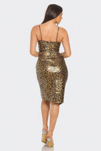 Load image into Gallery viewer, Pu Cheetah Print Top &amp; Front Wrap Slit Skirt Set
