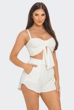 Load image into Gallery viewer, Front Oversized Bow Twisted Tie Top And Shorts Set
